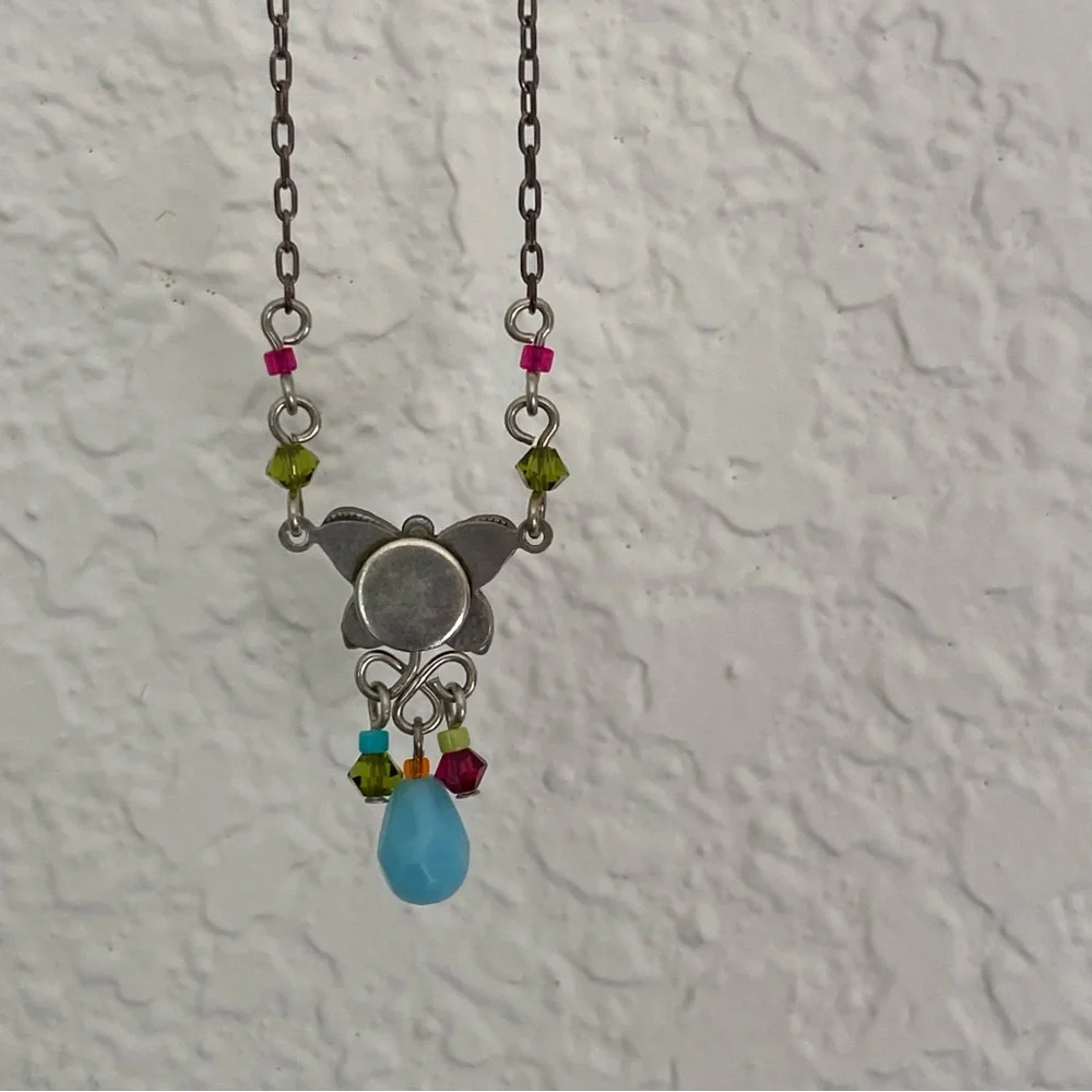 Firefly Vintage Colorful Butterfly Pendant Necklace - Length 15-1/2” - Picture 3 of 8